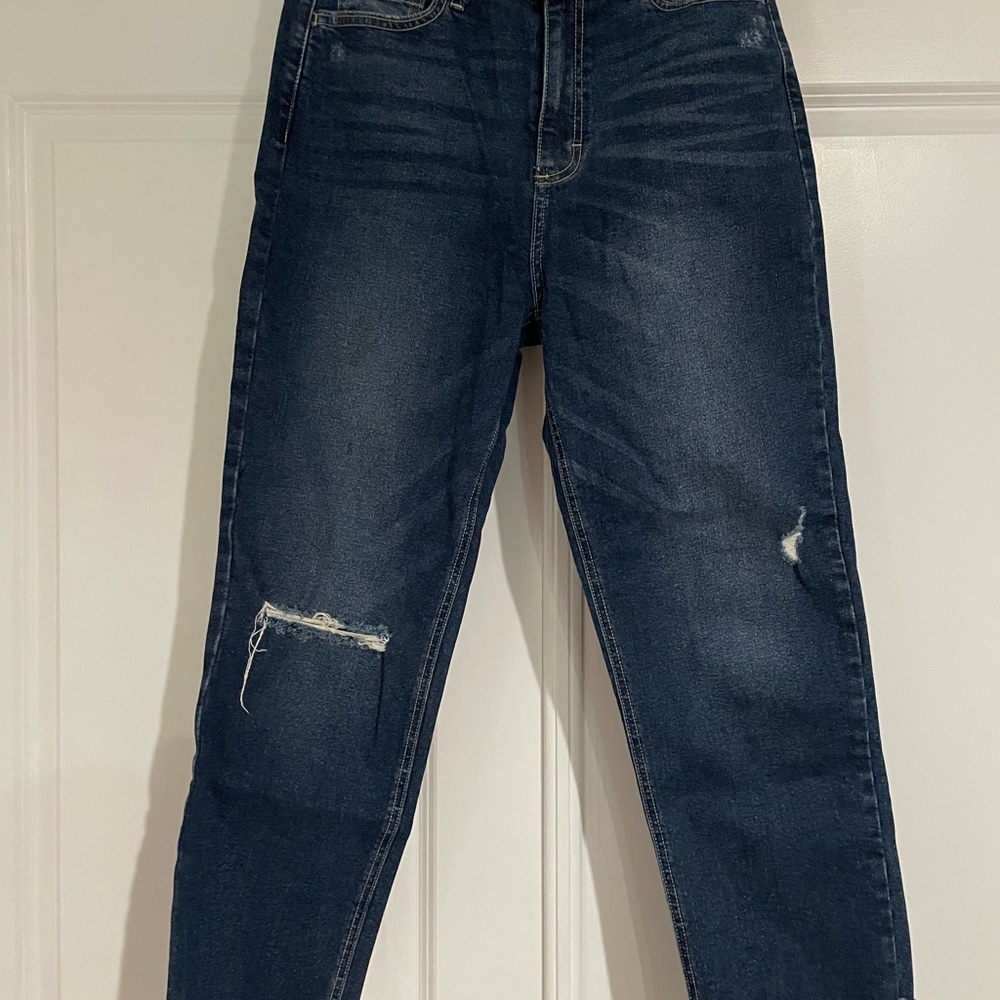 Cello Navy Ripped Ankle/Cropped Jeans